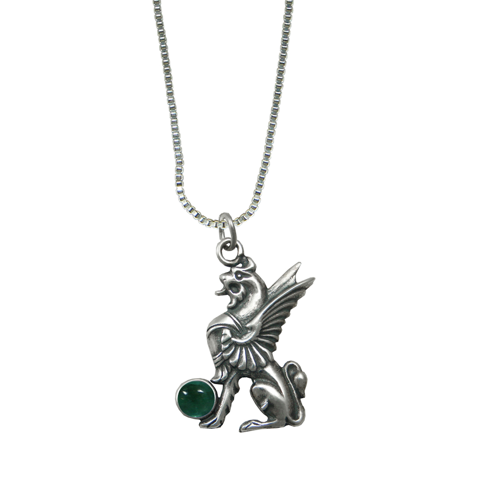 Sterling Silver Regal Griffin Pendant With Fluorite